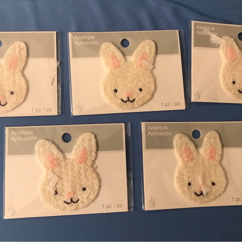 Cute Bunny Applique Patch set 5 jean hat rabbit iron on patch